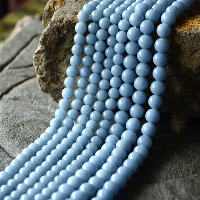 Blue Angelite Stone Beads 4mm 6mm 8mm 10mm 12mm 15''