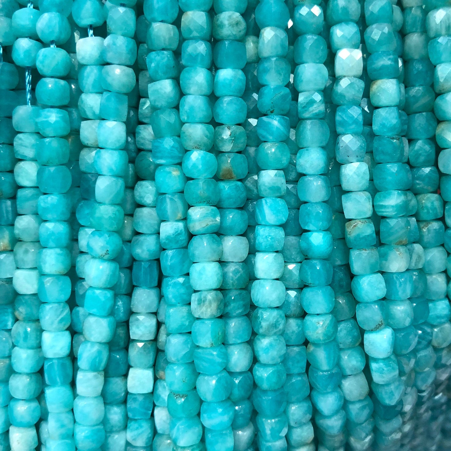 Amazonite Cube Faceted Beads 4mm