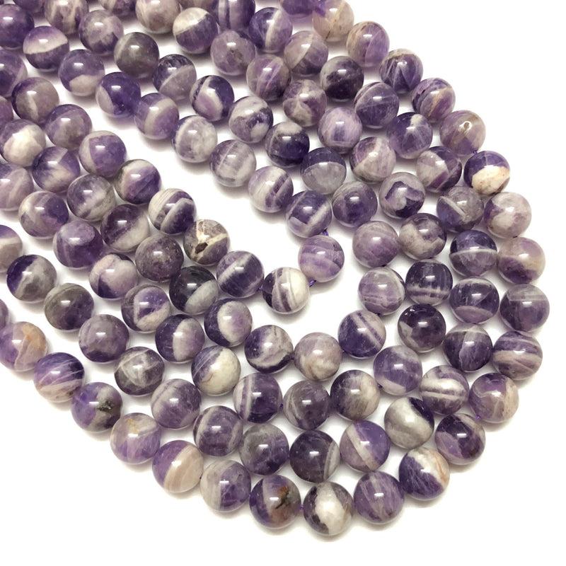 Purple White Amethyst Beads Natural Gemstone Beads 10mm 15''