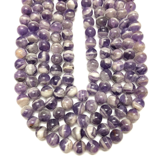 Purple White Amethyst Beads Natural Gemstone Beads 10mm 15''