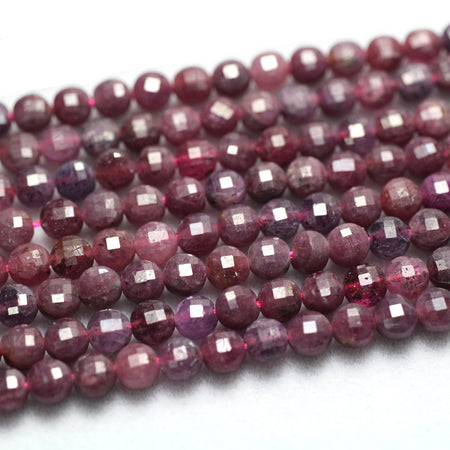 Ruby Coin Faceted Beads  4mm 15''