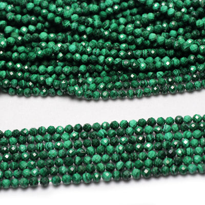Genuine Malachite Faceted Beads 2mm 3mm 4mm 15''