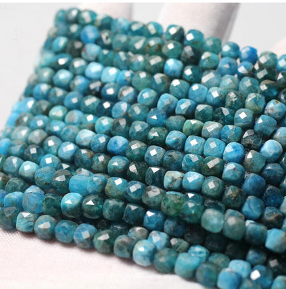 Apatite Cube Faceted Beads 4-5mm 15''