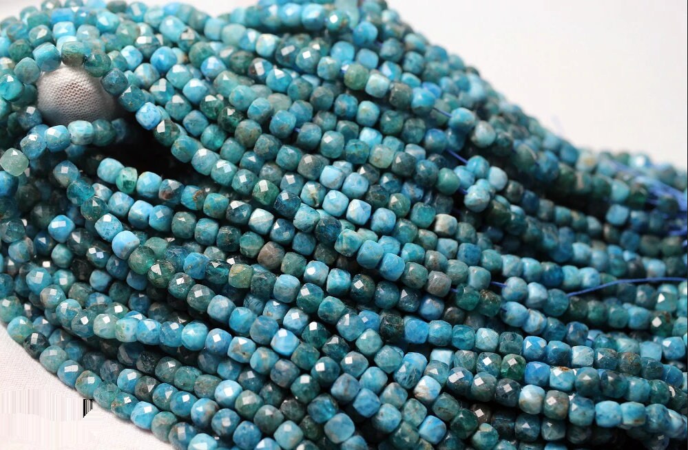 Apatite Cube Faceted Beads 4-5mm 15''