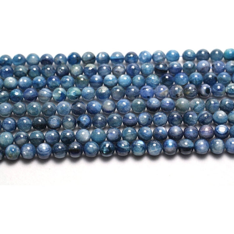 Perles de pierre de cyanite bleue 6 mm 8 mm 10 mm 15''