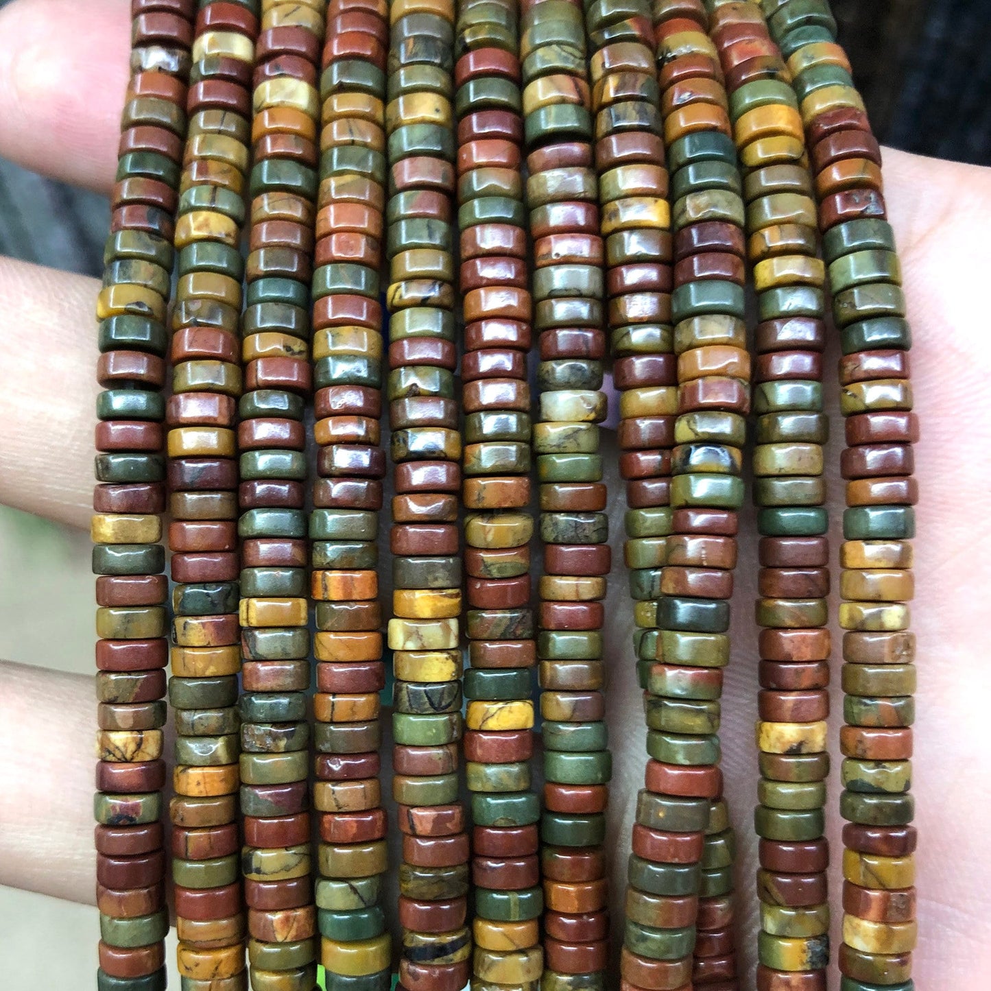 2x4mm Picasso Jasper Rondelle Beads 15''