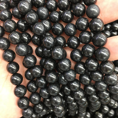 Shungite Beads Natural Gemstone Beads Energy Stone 6mm 8mm 10mm 12mm 15''