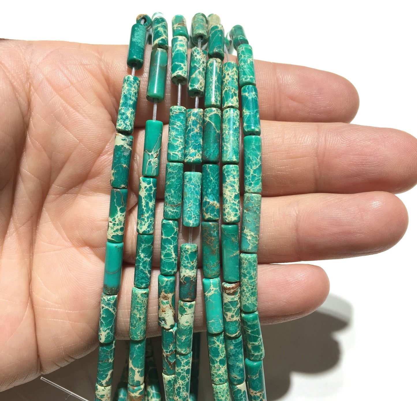 4x13mm Impression Jasper Tube Beads 15''