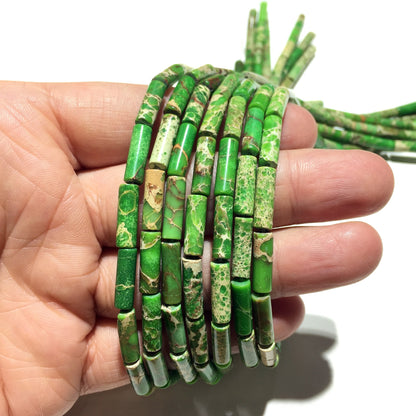 4x13 mm Grøn Impression Jasper Tube Beads 15''