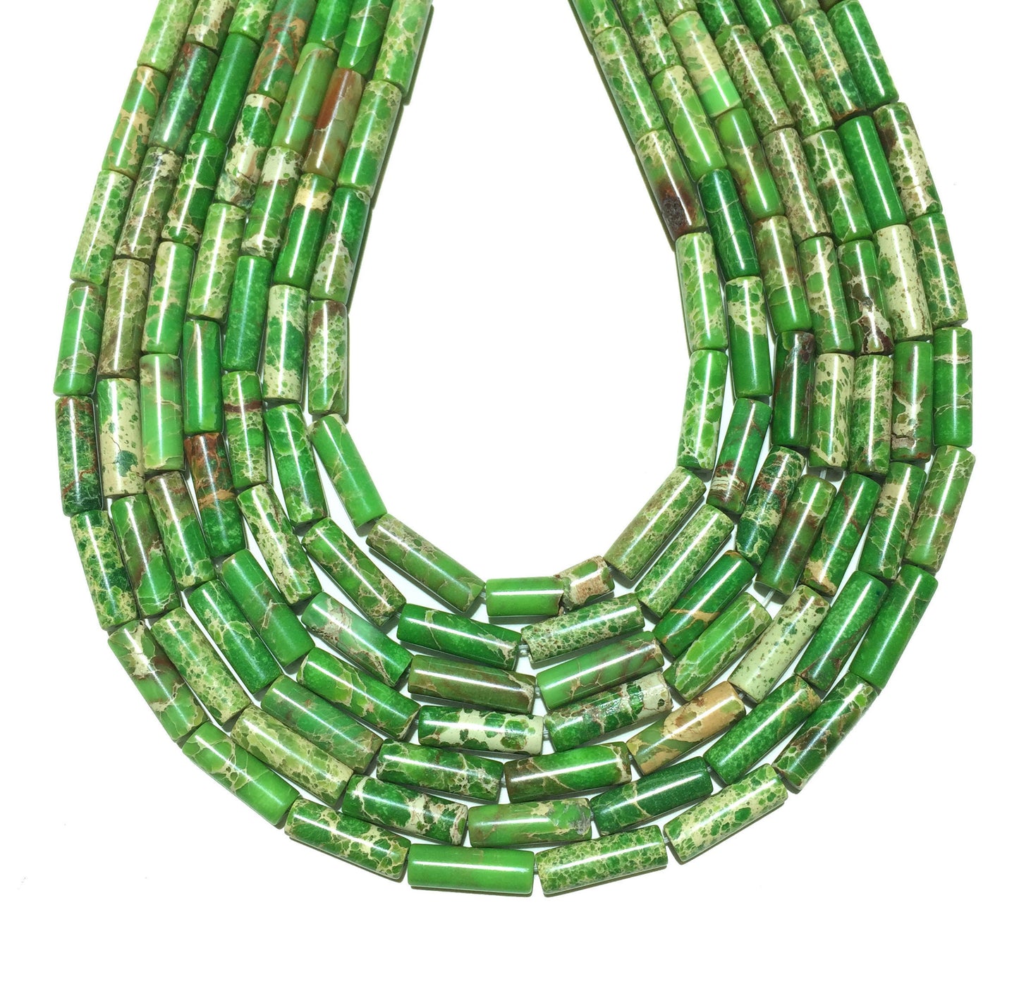 4x13 mm Grøn Impression Jasper Tube Beads 15''