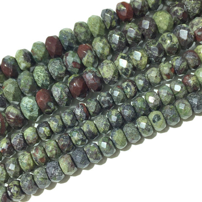 Dragon Bloodstone Faceted Rondelle Beads 4x6mm 5x8mm 15''