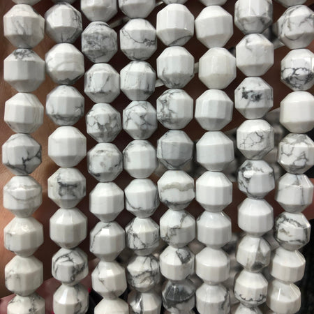 Howlite Tube Faceted Beads 6mm 8mm 10mm 15''