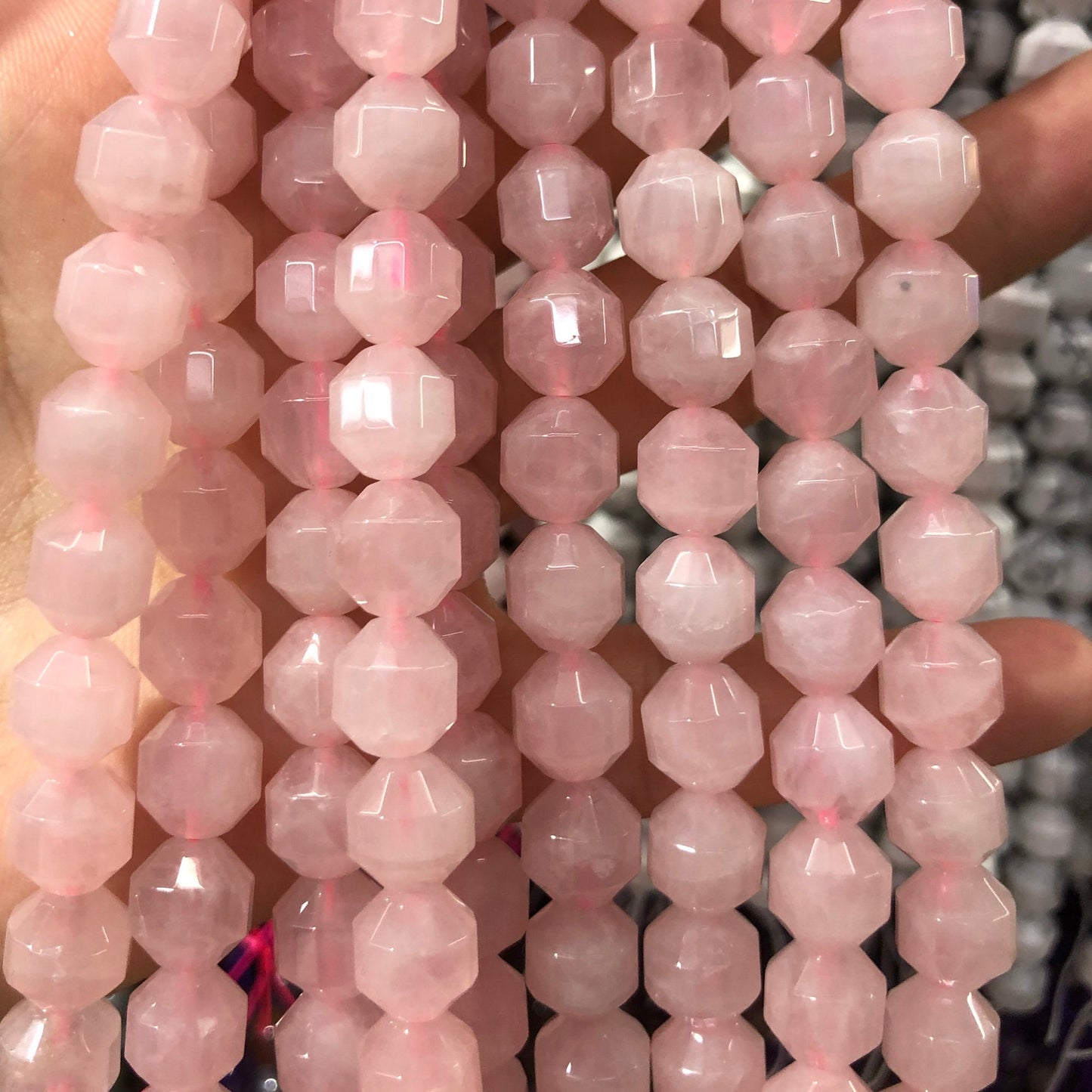 Rose Quartz Faceted Beads Natural Gemstone Beads Tube Beads 6mm 8mm 10mm 15''