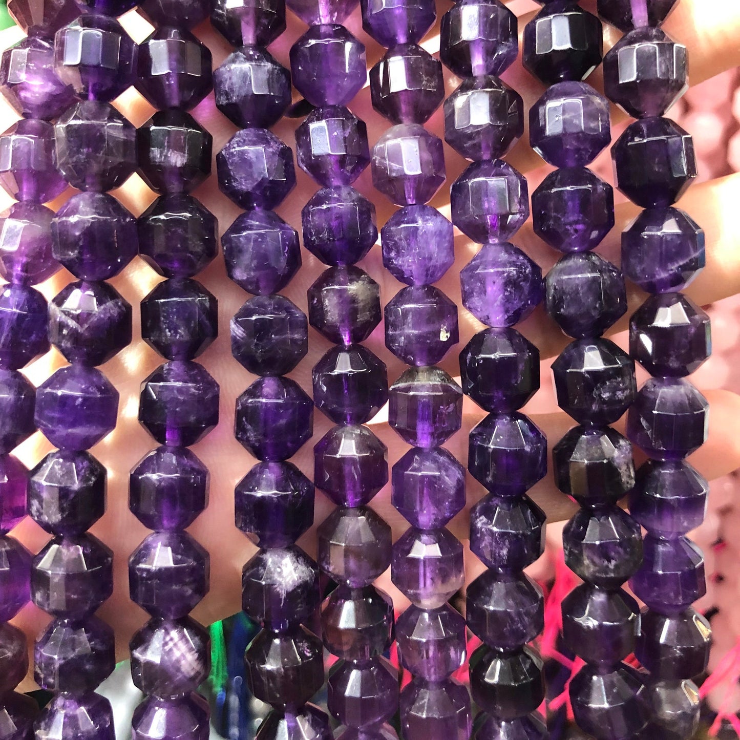 Amethyst Faceted Beads Natural Gemstone Beads 6mm 8mm 10mm 15''