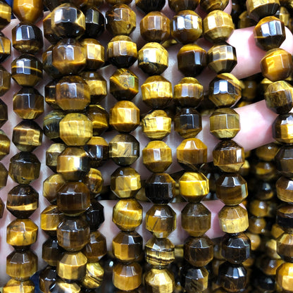 Yellow Tiger Eye Tube Faceted Beads Natural Gemstone Beads 6mm 8mm 10mm 15''