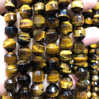 Yellow Tiger Eye Tube Faceted Beads Natural Gemstone Beads 6mm 8mm 10mm 15''