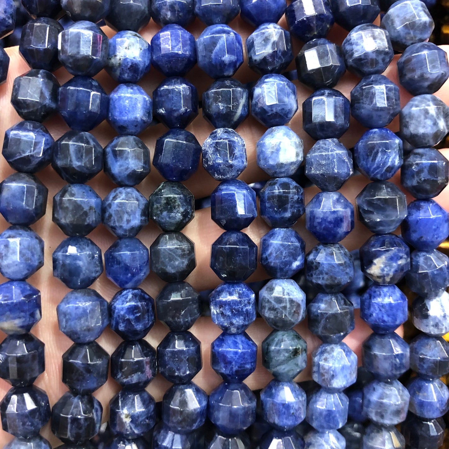 Sodalite Tube Faceted Beads Natural Gemstone Beads 9-10mm 15''