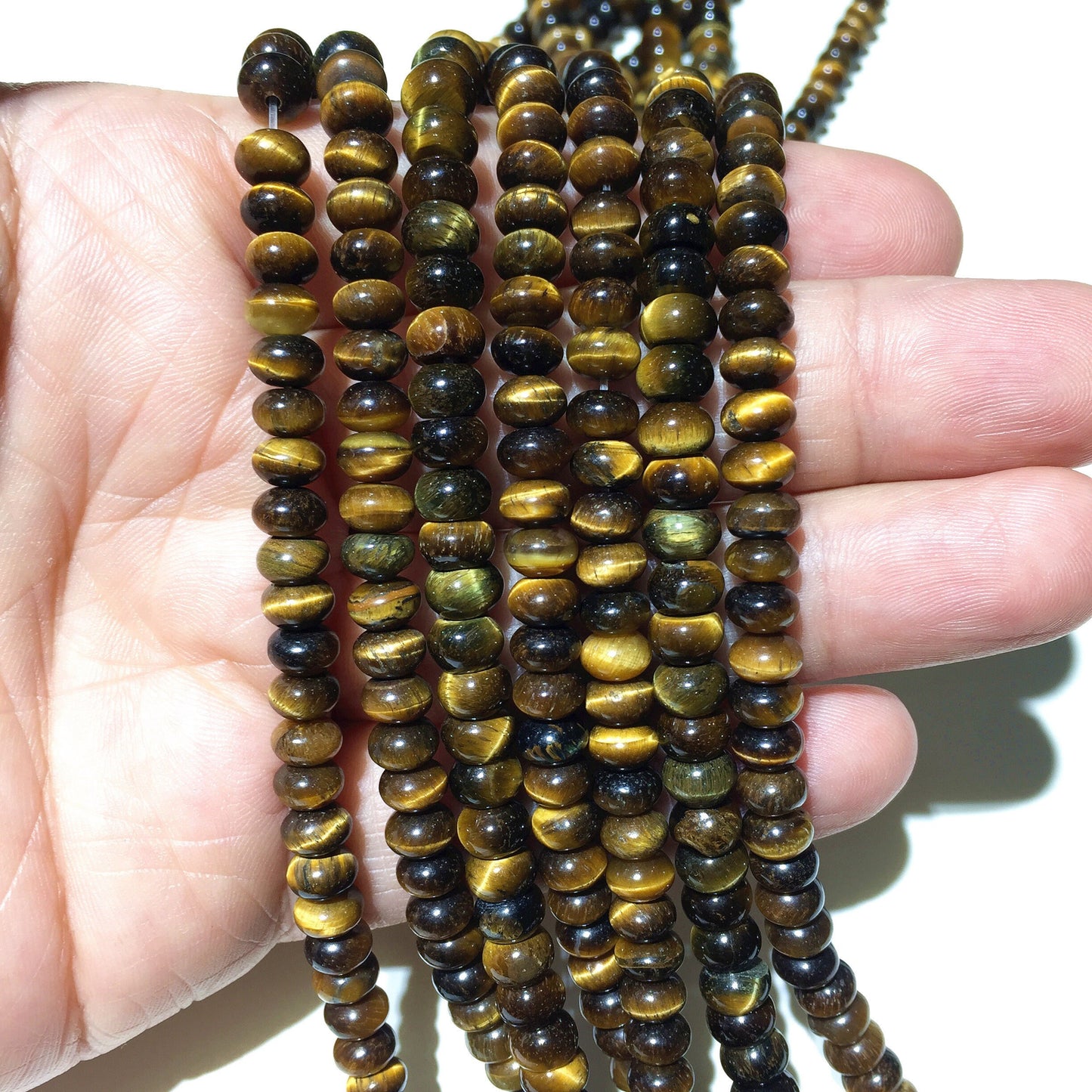 Yellow Tiger Eye Rondelle Beads Natural Gemstone Beads 4x6mm 5x8mm 15''
