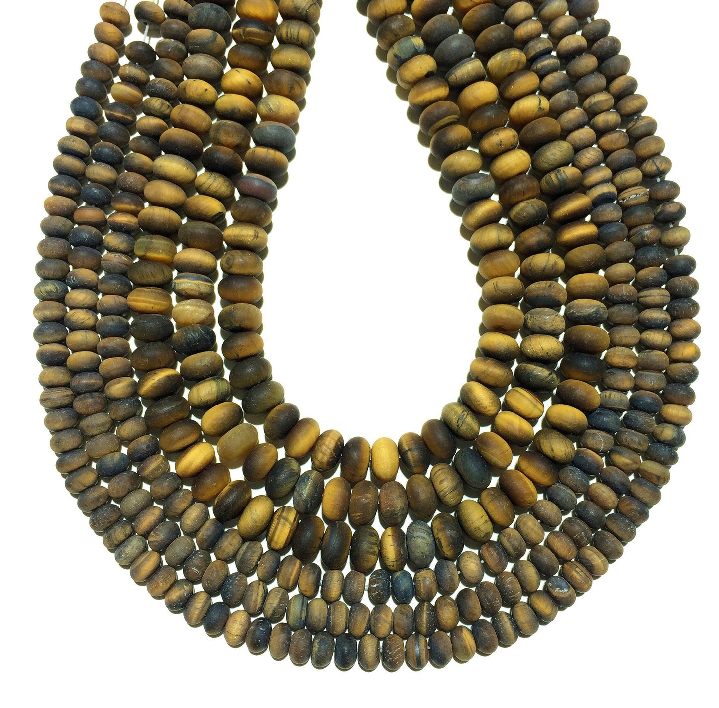 Yellow Tiger Eye Rondelle Matte Beads Natural Gemstone Beads 4x6mm 5x8mm 15''