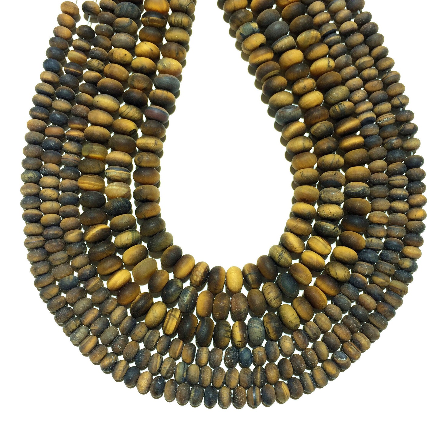 Perles rondelles mates en œil de tigre jaune, pierres précieuses naturelles, 4 x 6 mm, 5 x 8 mm, 38 cm