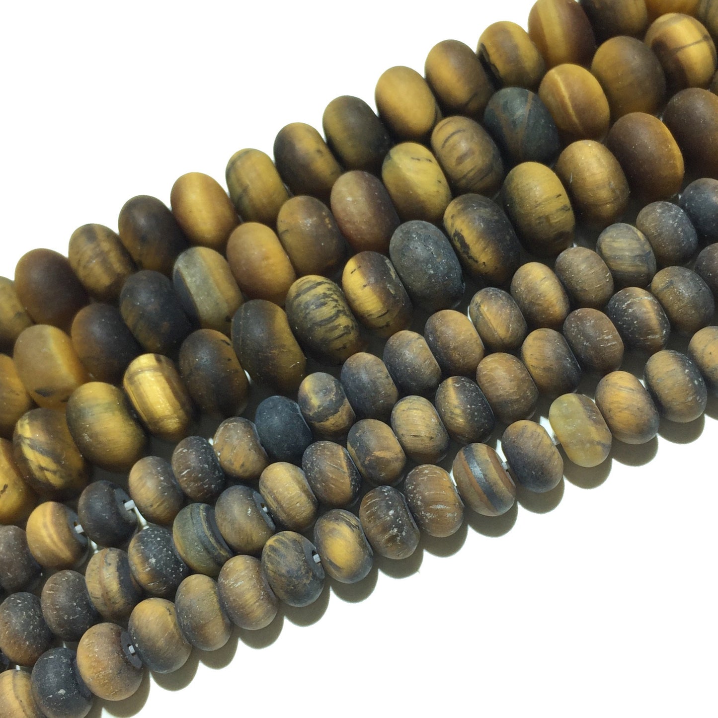 Perles rondelles mates en œil de tigre jaune, pierres précieuses naturelles, 4 x 6 mm, 5 x 8 mm, 38 cm