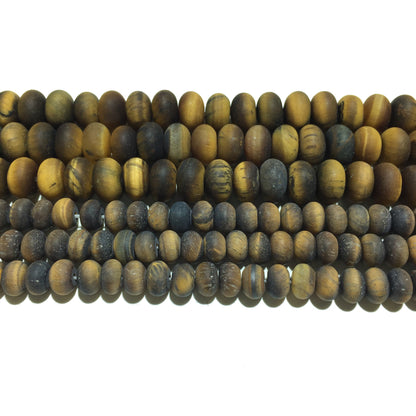 Perles rondelles mates en œil de tigre jaune, pierres précieuses naturelles, 4 x 6 mm, 5 x 8 mm, 38 cm