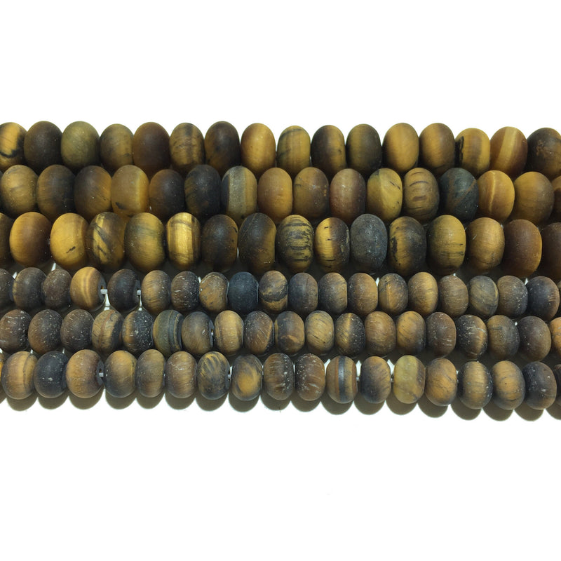 Yellow Tiger Eye Rondelle Matte Beads Natural Gemstone Beads 4x6mm 5x8mm 15''