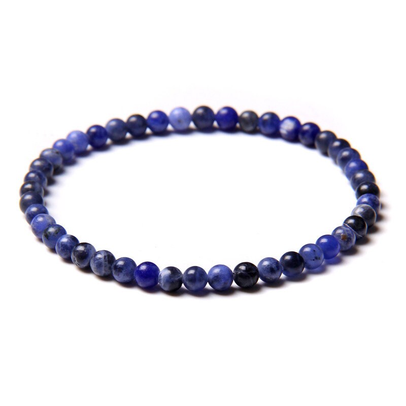 Naturstensarmbånd, 4 mm Sodalite, Jaspisarmbånd 8''