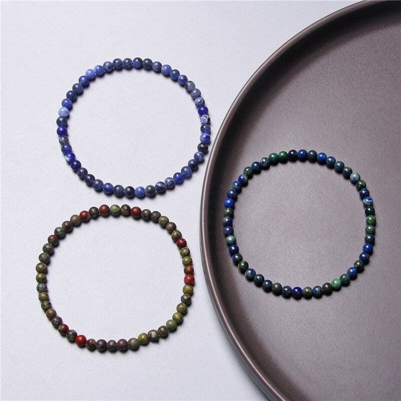 Naturstensarmbånd, 4 mm Sodalite, Jaspisarmbånd 8''