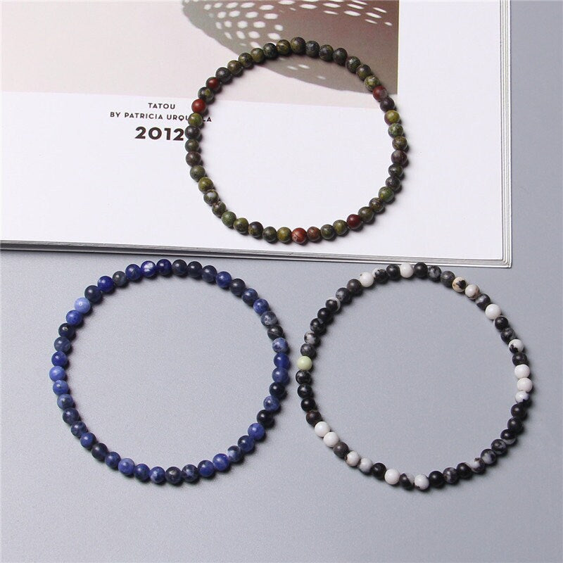Naturstensarmbånd, 4 mm Sodalite, Jaspisarmbånd 8''