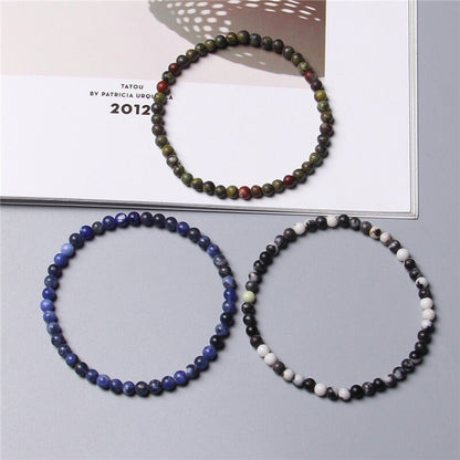 Naturstensarmbånd, 4 mm Sodalite, Jaspisarmbånd 8''