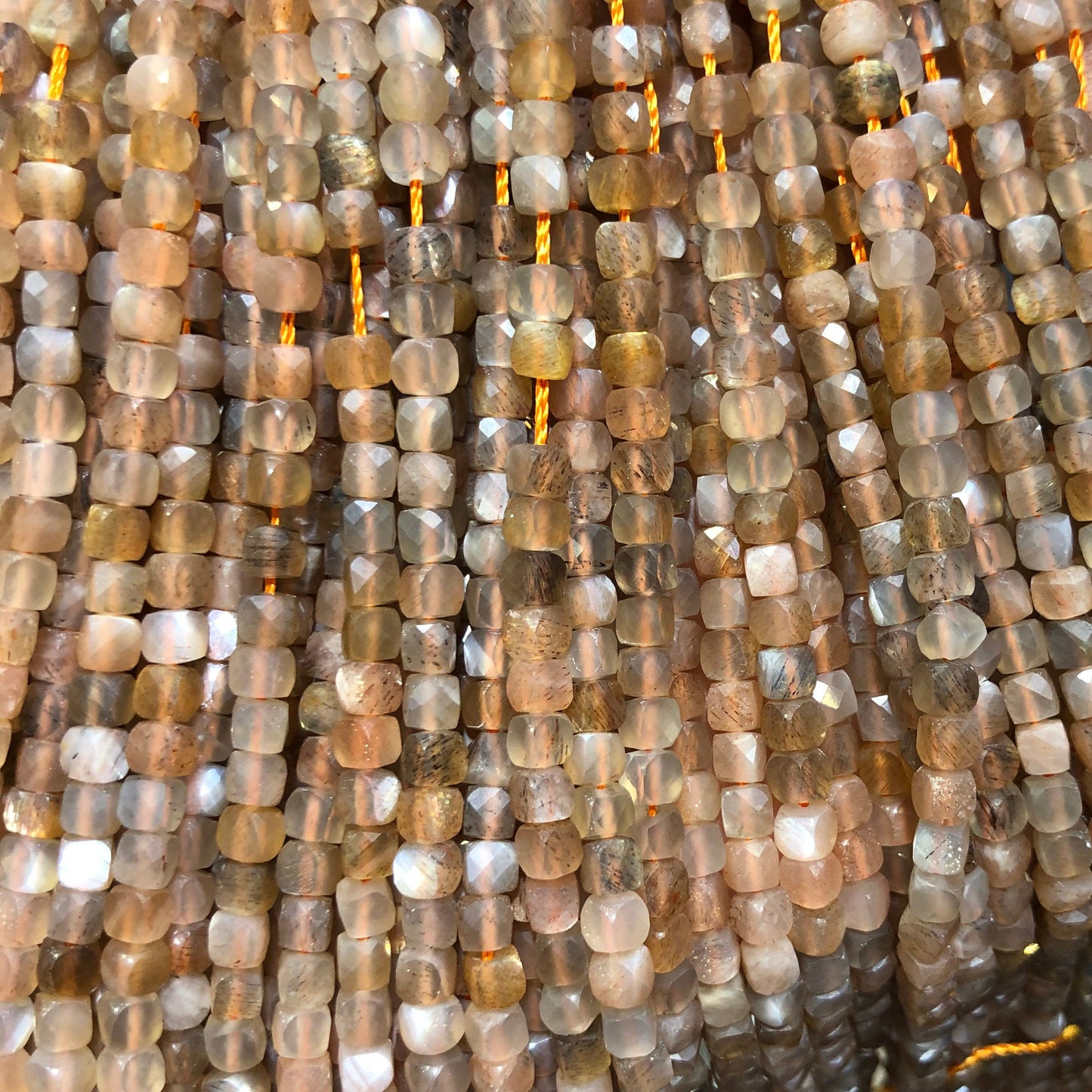 Gray Sunstone Cube Faceted Beads 4mm 15''