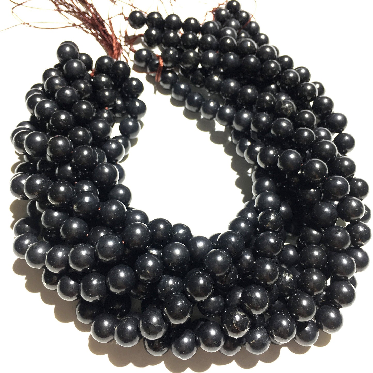 Shungite Beads Natural Gemstone Beads Energy Stone 6mm 8mm 10mm 12mm 15''
