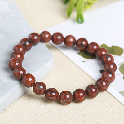Natural Stone Beads Bracelet Sesame Jasper Bracelet 6mm 8mm 10mm 12mm 8''