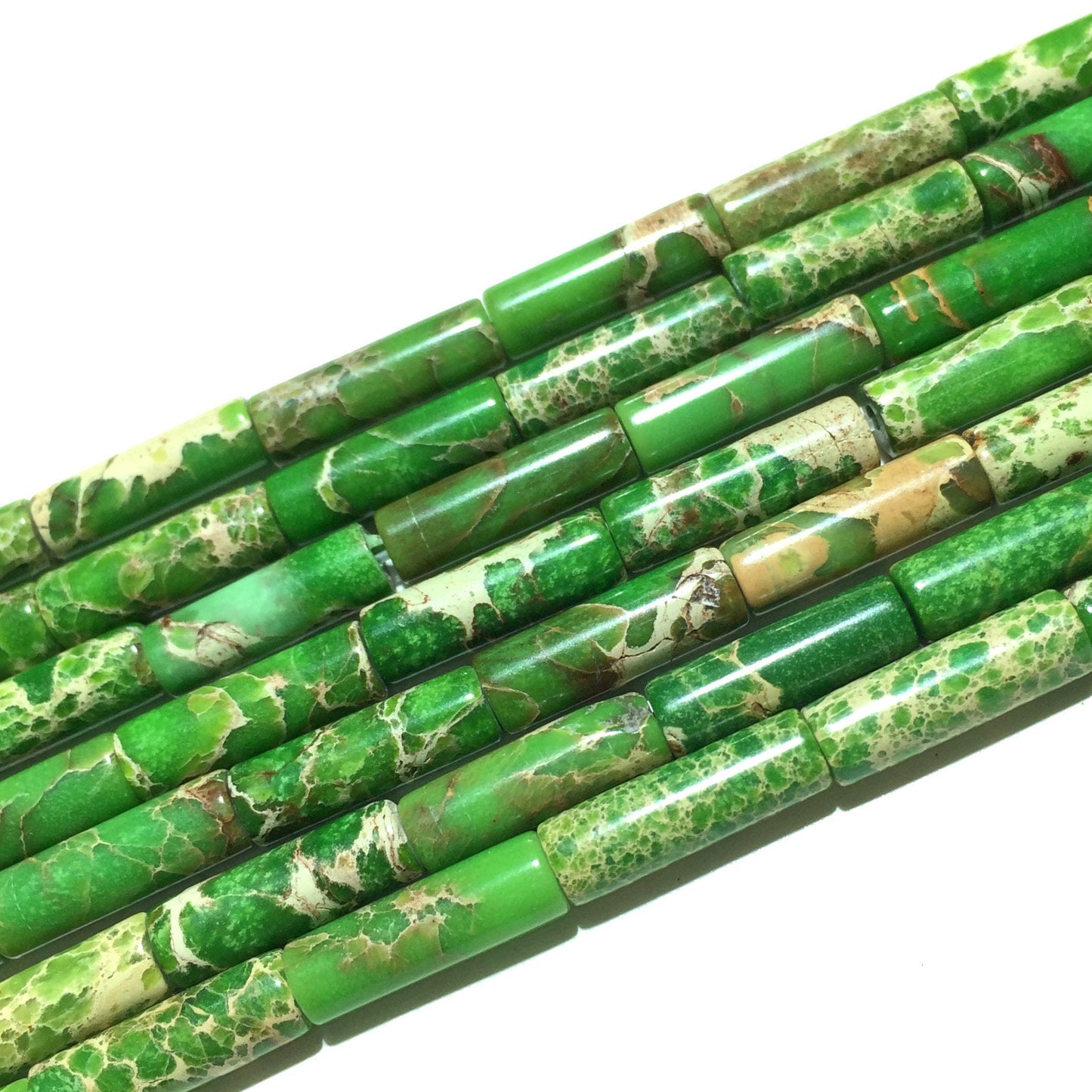 4x13 mm Grøn Impression Jasper Tube Beads 15''