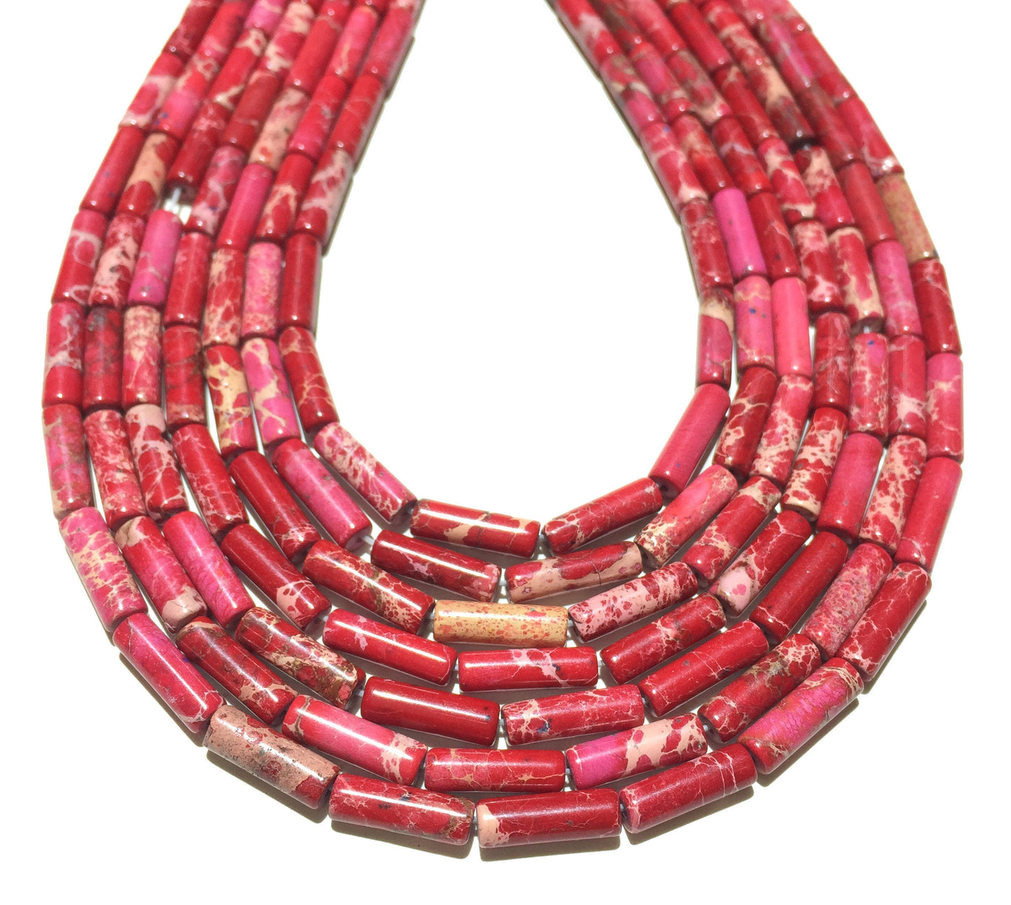 4x13mm Red Impression Jasper Tube Beads 15''