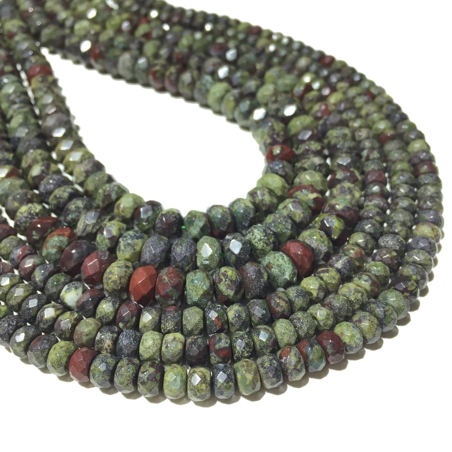 Dragon Bloodstone Faceted Rondelle Beads 4x6mm 5x8mm 15''