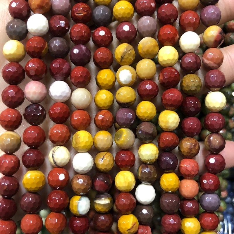 Perles à facettes en jaspe mookaite 4 mm, 6 mm, 8 mm, 10 mm, 12 mm, 15 pouces