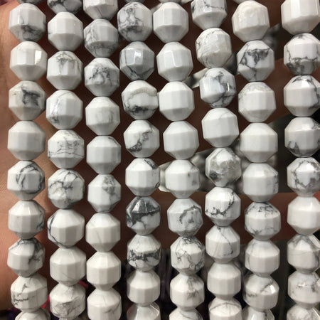 Howlite Tube Faceted Beads 6mm 8mm 10mm 15''