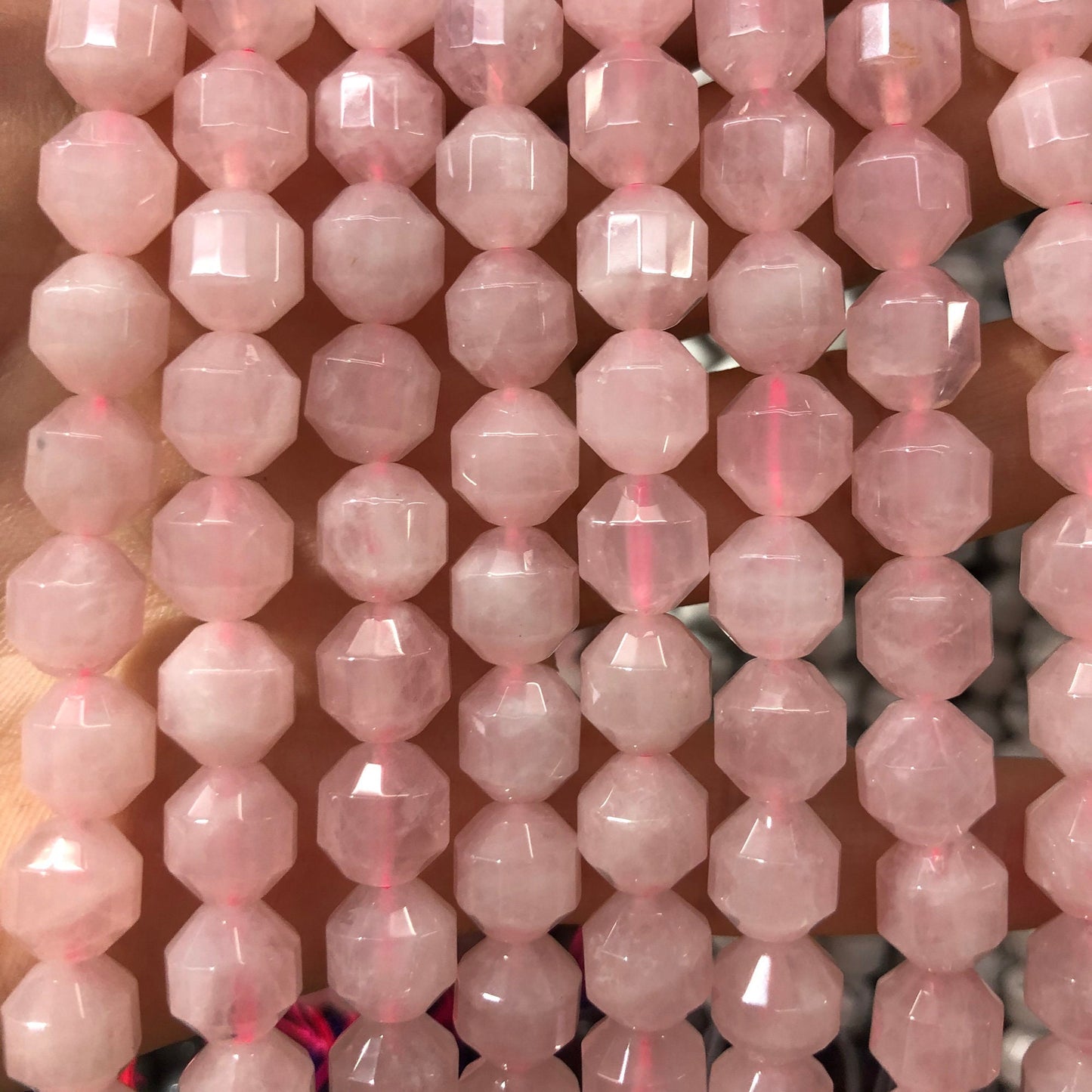 Rose Quartz Faceted Beads Natural Gemstone Beads Tube Beads 6mm 8mm 10mm 15''