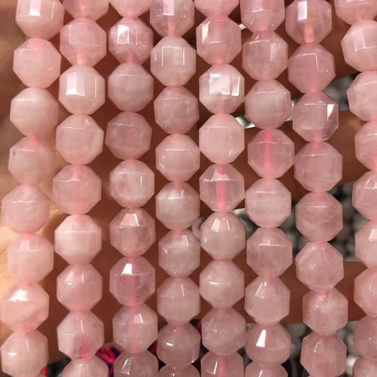 Rose Quartz Faceted Beads Natural Gemstone Beads Tube Beads 6mm 8mm 10mm 15''