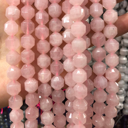 Rose Quartz Faceted Beads Natural Gemstone Beads Tube Beads 6mm 8mm 10mm 15''