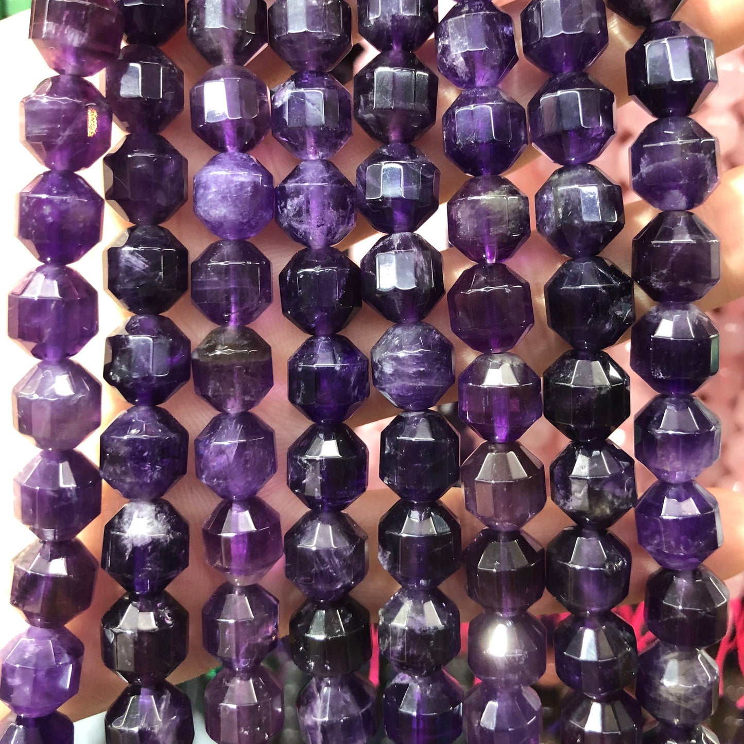 Amethyst Faceted Beads Natural Gemstone Beads 6mm 8mm 10mm 15''