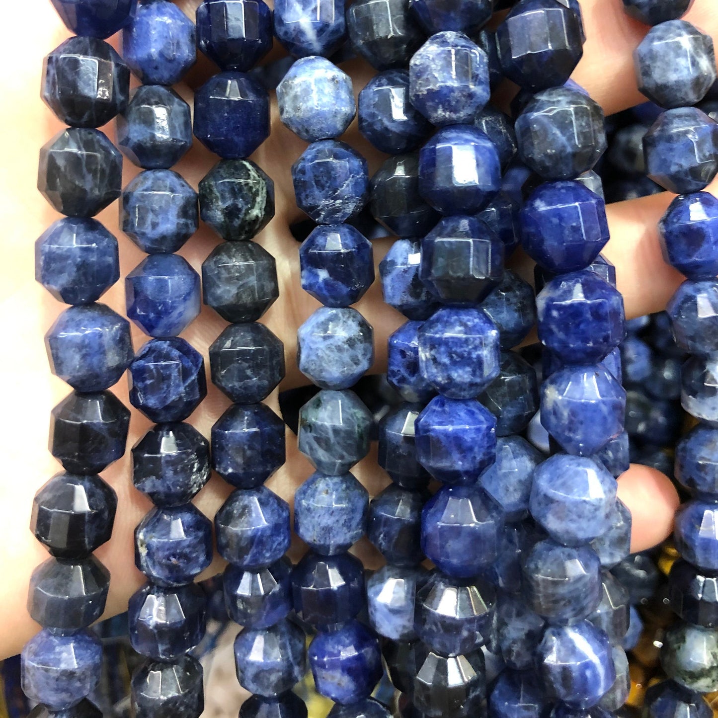 Sodalite Tube Faceted Beads Natural Gemstone Beads 9-10mm 15''