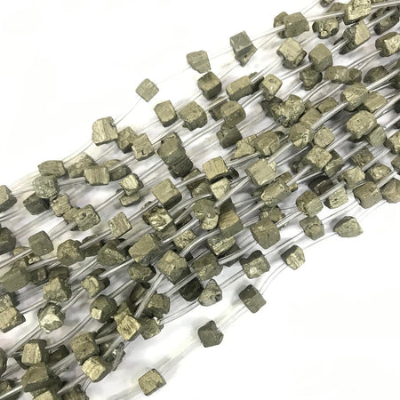 Perles de pyrite cubiques 8-13 mm, 18 pièces