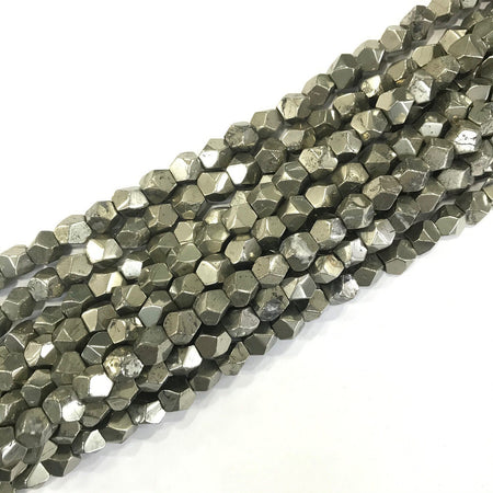 Perles à facettes en pépites de pyrite, pierres précieuses naturelles, 4 mm, 6 mm, 8 mm, 10 mm, 15 pouces