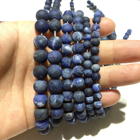 Sodalite Matte Beads Natural Gemstone Beads 4mm 6mm 8mm 10mm 12mm 15''