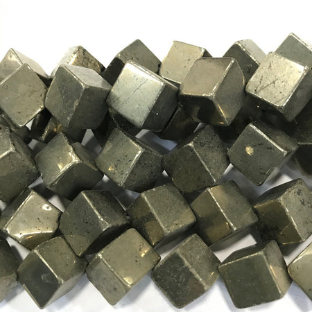 Perles cubiques en pyrite 6 mm, 8 mm, 10 mm, 15 pouces