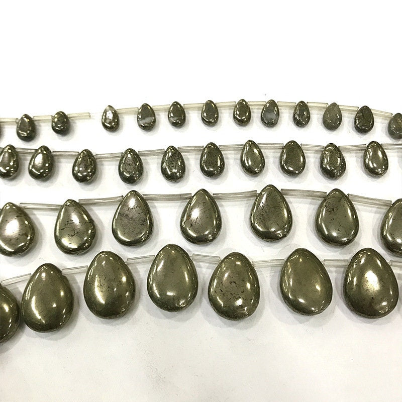 Pyrite Teardrop Beads Natural Gemstone Beads Loose Stone Beads 6x9mm 8x12mm 10x14mm 12x16mm 13x18mm 15x20mm