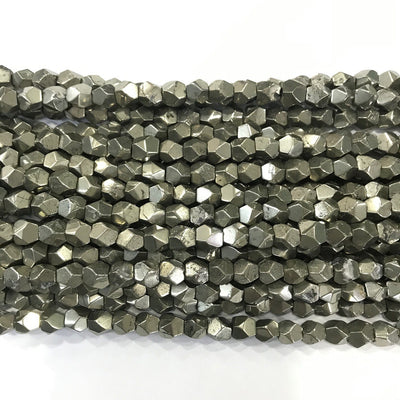 Pyrite Nugget Faceted Beads Natural Gemstone Beads 4mm 6mm 8mm 10mm 15''